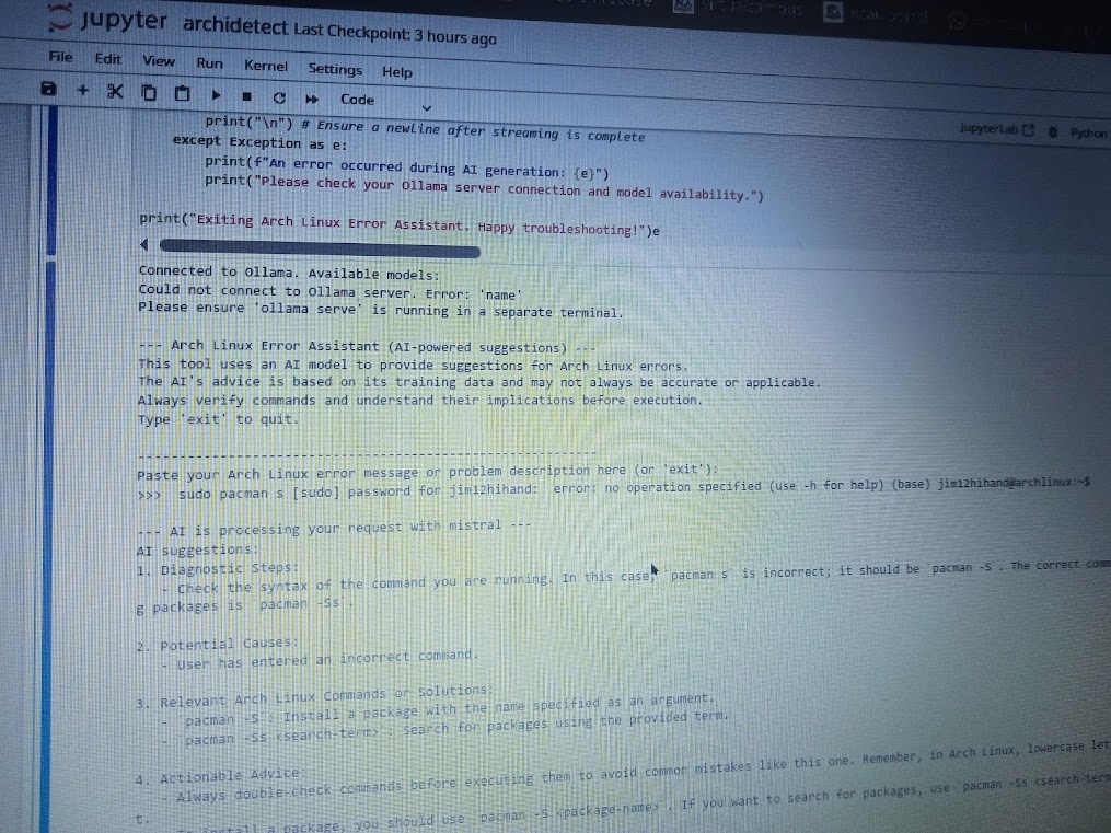 Error Diagnosis Output